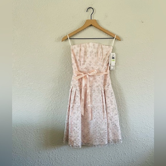 Vintage Jessica McClintock Glitter Floral Appliqué Mini Prom Dress - Picture 1 of 14